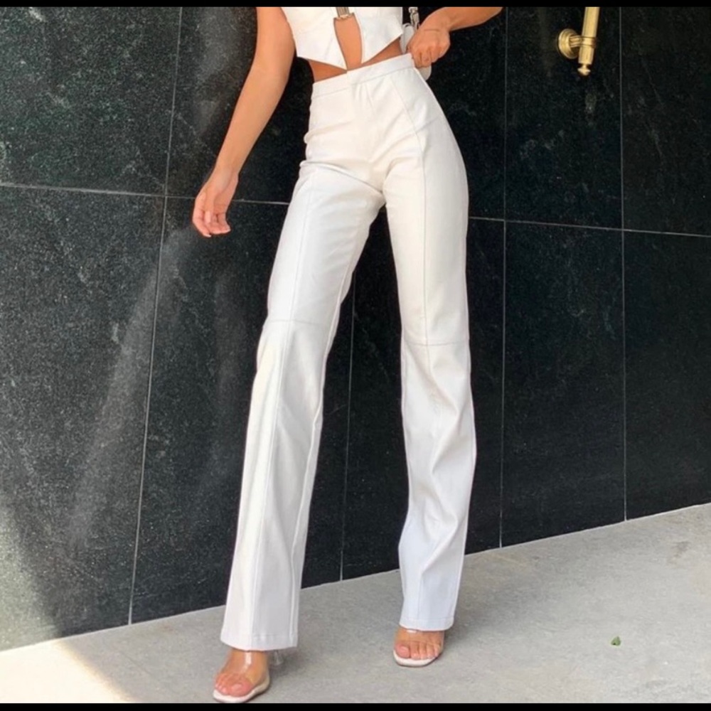 IAMGIA white leather “saros pants” BRAND NEW NEVER WORN